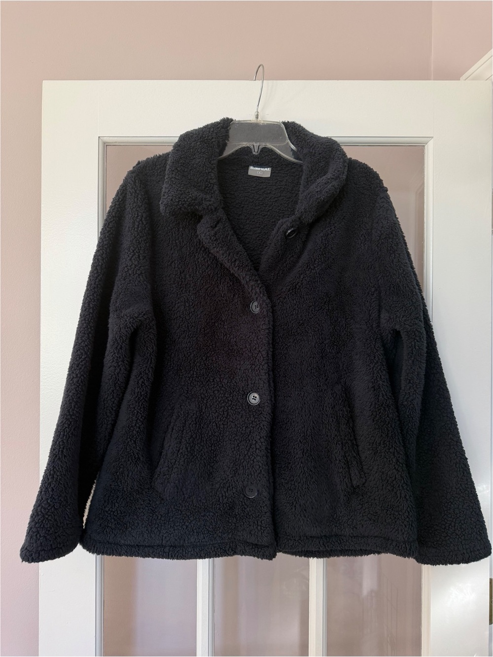 32 Degrees Black Women's Cozy Fleece Button Front Jacket